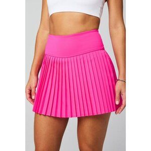 Fabletics Women's Hot Shot Pleated Classic Mini Skirt Size Medium Skort Hot Pink